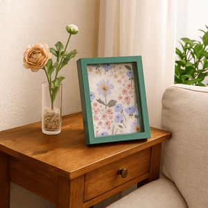 Colourful Flowers Photoframe with Green Border - Future Decor