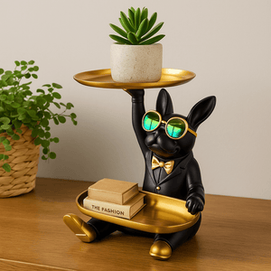 Cool Dog Craft - Black Thumbs Up, Two Gold Plates - Future Decor