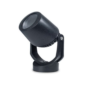 Black outdoor spotlight on a white background