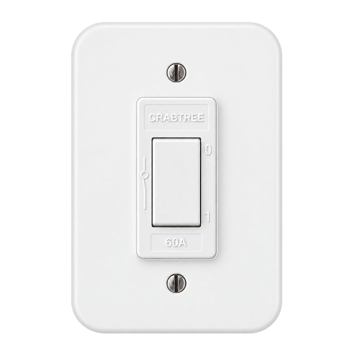 Crabtree Classic 2 Pole Industrial Isolator – 30A White product image on a transparent background