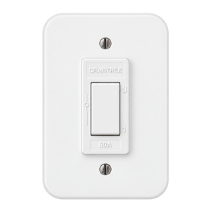 Crabtree Classic 2 Pole Industrial Isolator – 30A White product image on a transparent background
