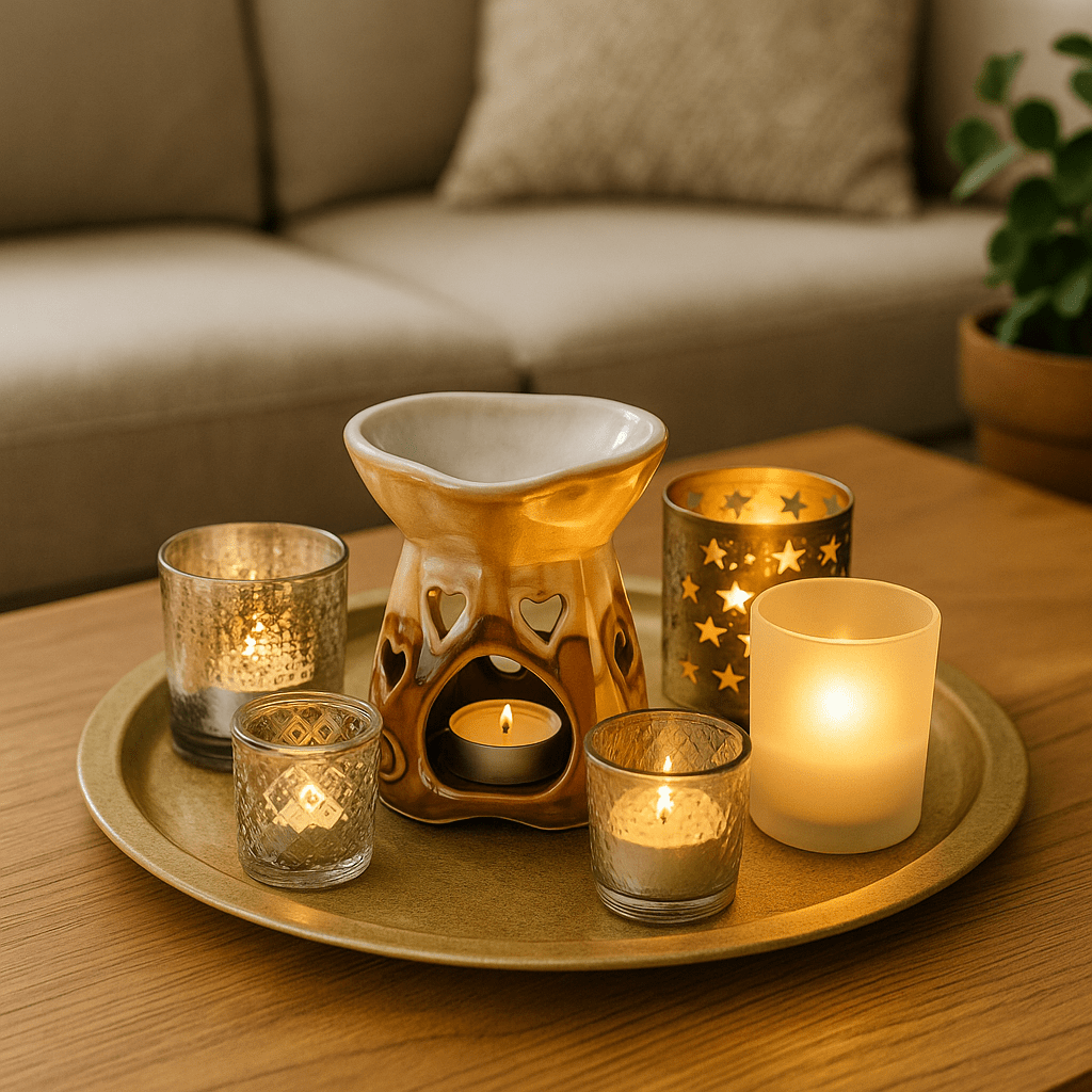 Cream and Brown Ceramic Heart Candle Burner - Future Decor