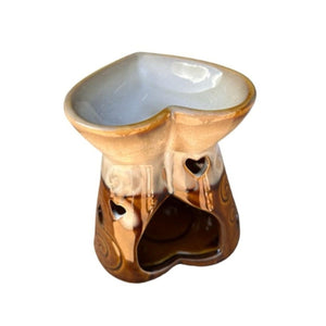 Cream and Brown Ceramic Heart Candle Burner - Future Decor