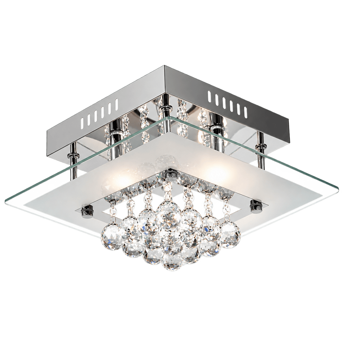 Polished Chrome with Glass & Crystals Ceiling Fitting product image on a transparent background