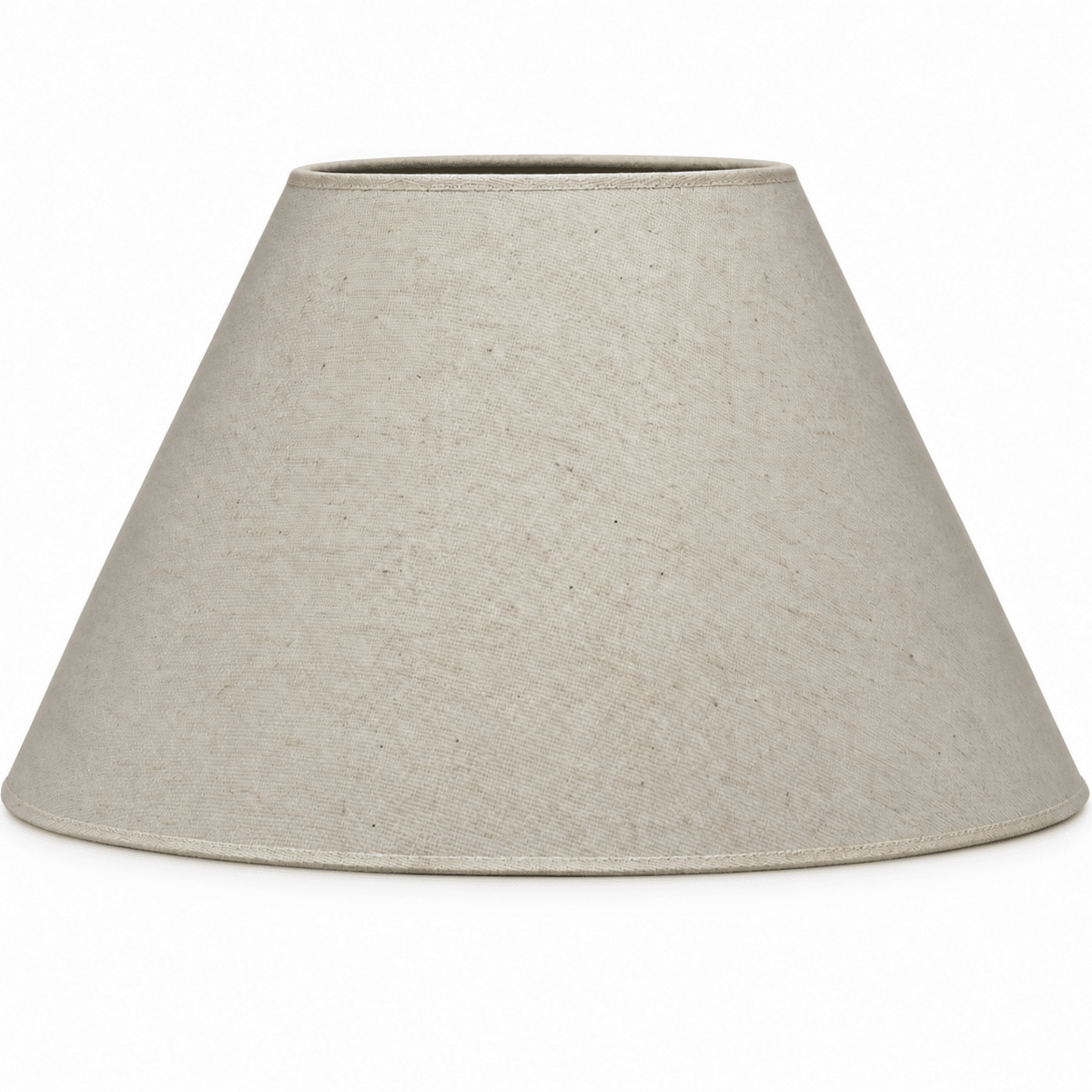 Cream cylindrical fabric lampshade on a white background