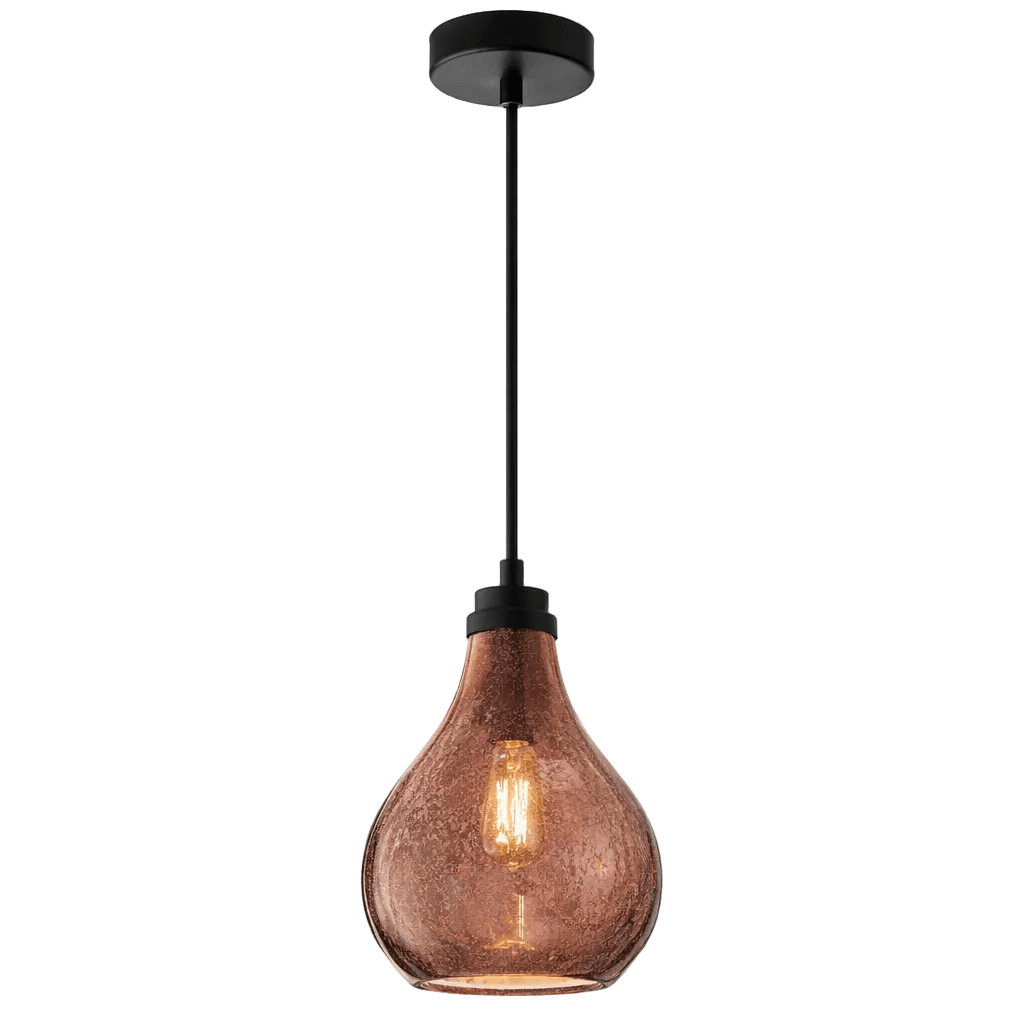 Metal & Rose Copper Colour Glass Pendant