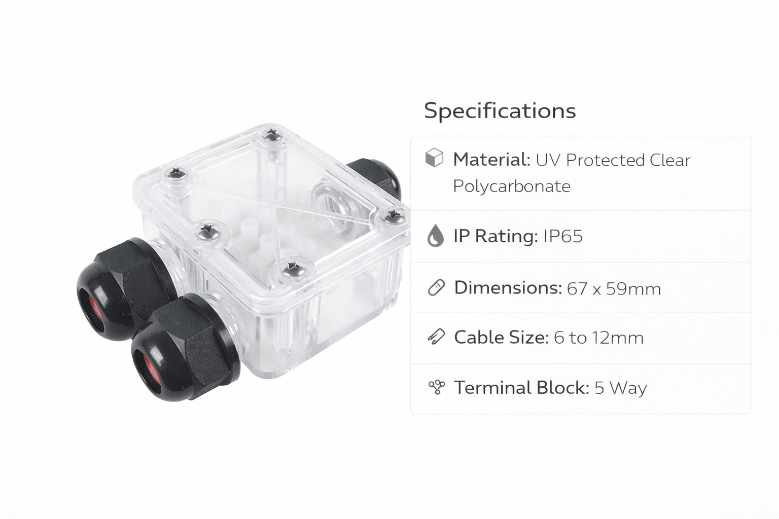 Waterproof Junction Box - Double Entry IP65