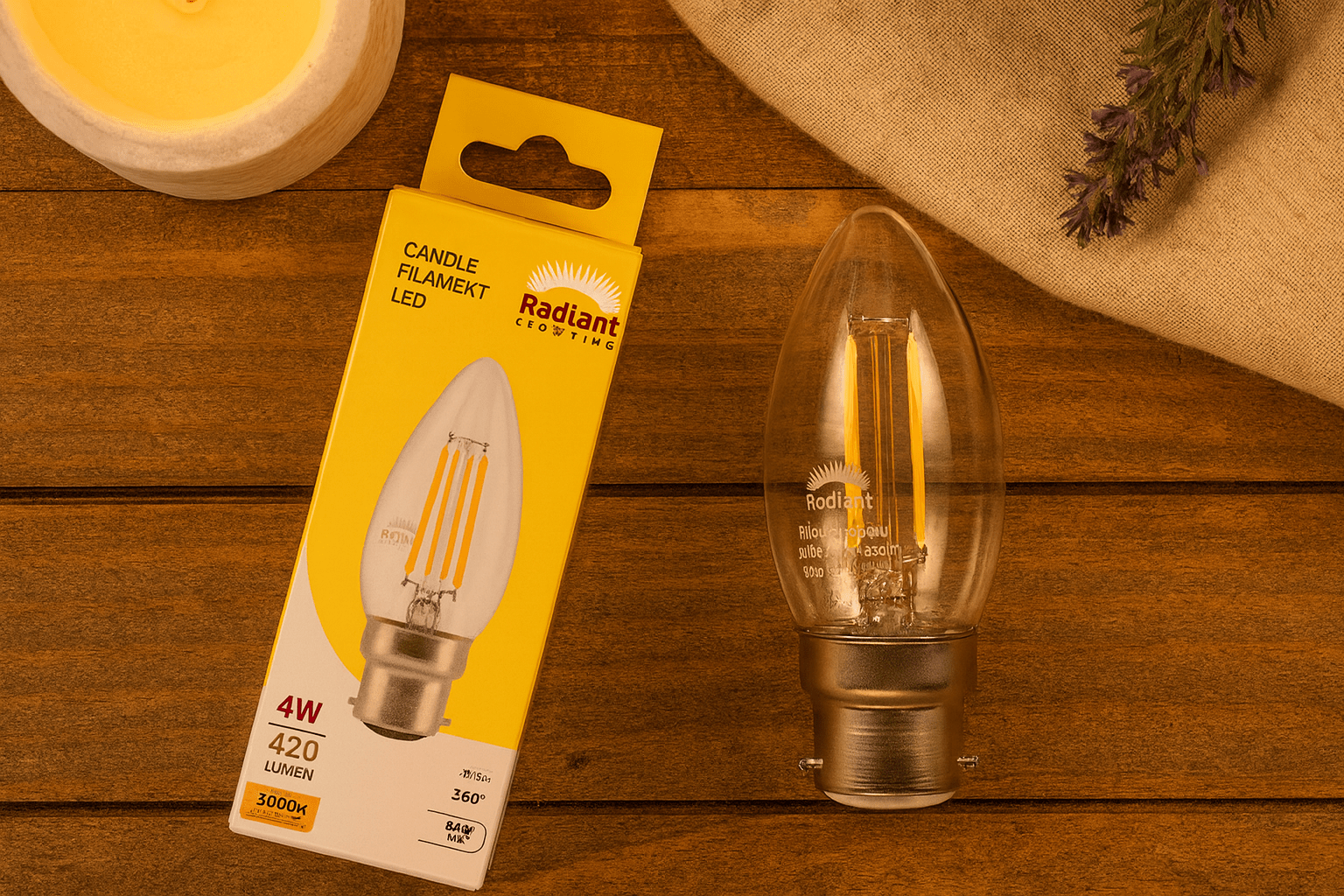 4W LED B22 Candle Bulb - 3000K