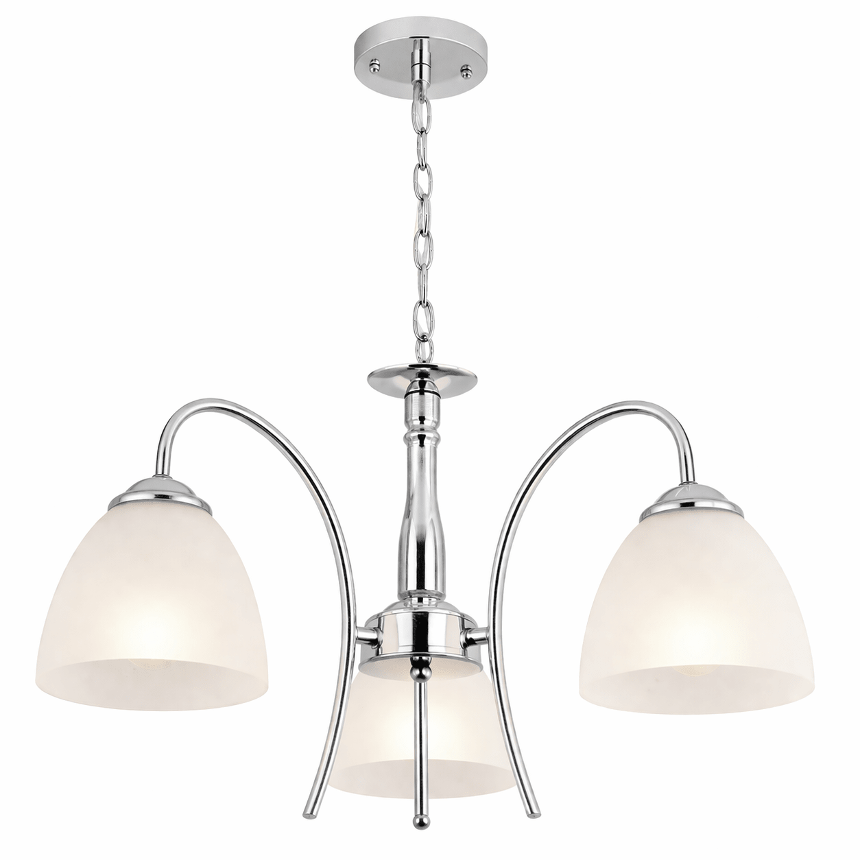 3 Light Polished Chrome Chandelier with Frosted Glass
