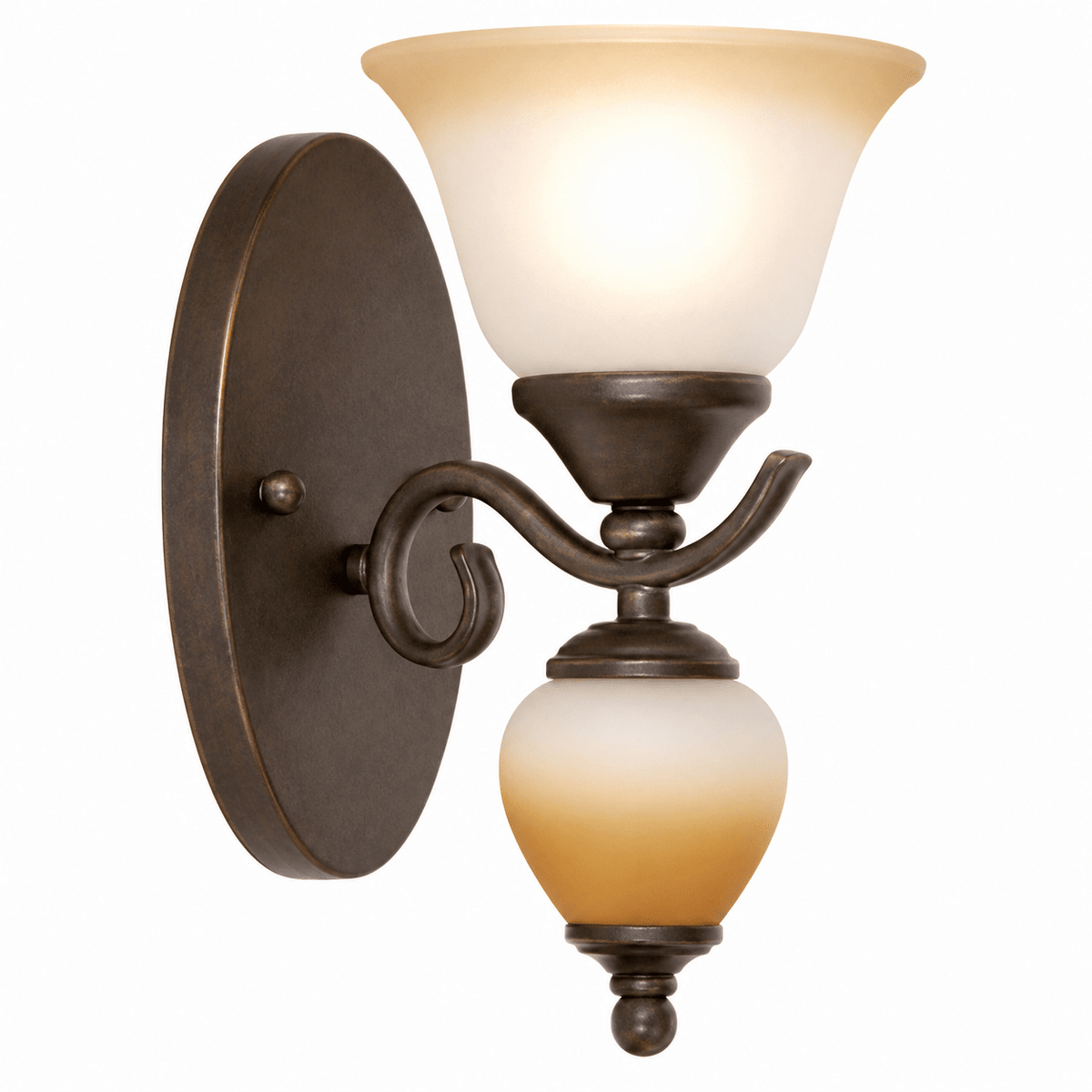 Metal Wall Bracket with Faded Brown Glass