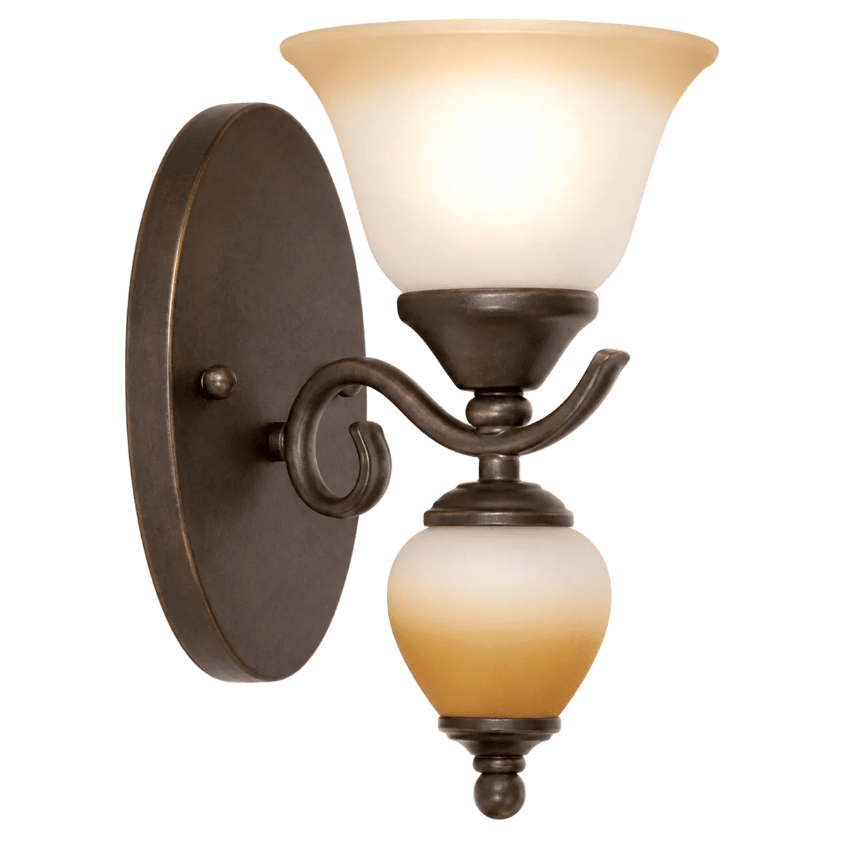 Metal Wall Bracket with Faded Brown Glass