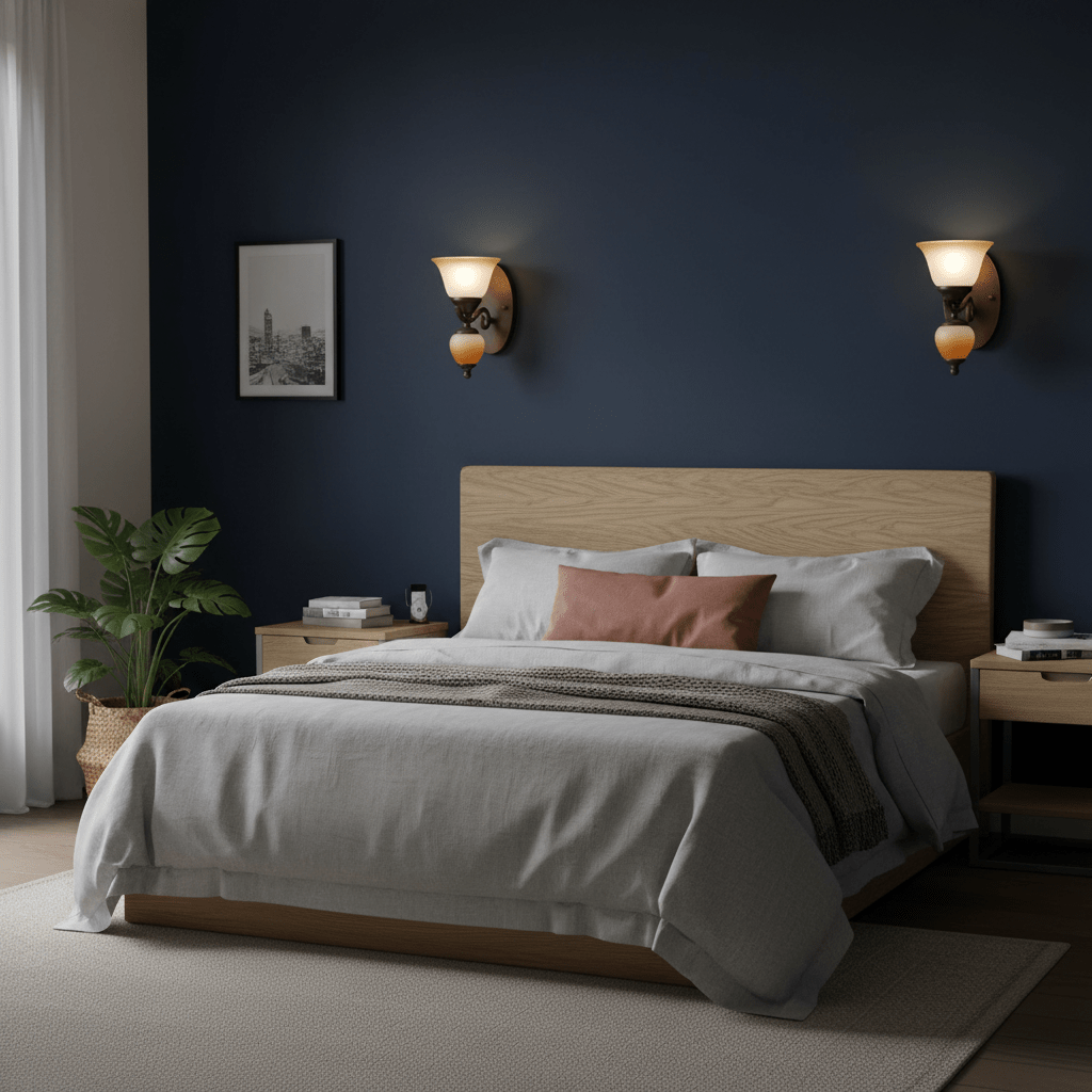 Bronze wall sconce with two glass shades on a white background