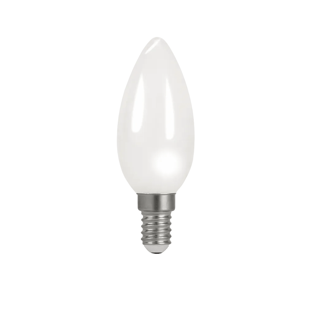 4W Dimmable White Candle LED Bulb – E14, 3000K Warm White