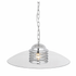Pendant light with smoky glass shade and chrome finish on a white background