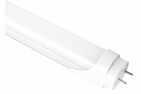 Close-up of a white LED tube light showcasing its sleek design and end connectors.