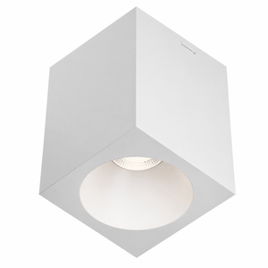 White square ceiling light fixture on a white background