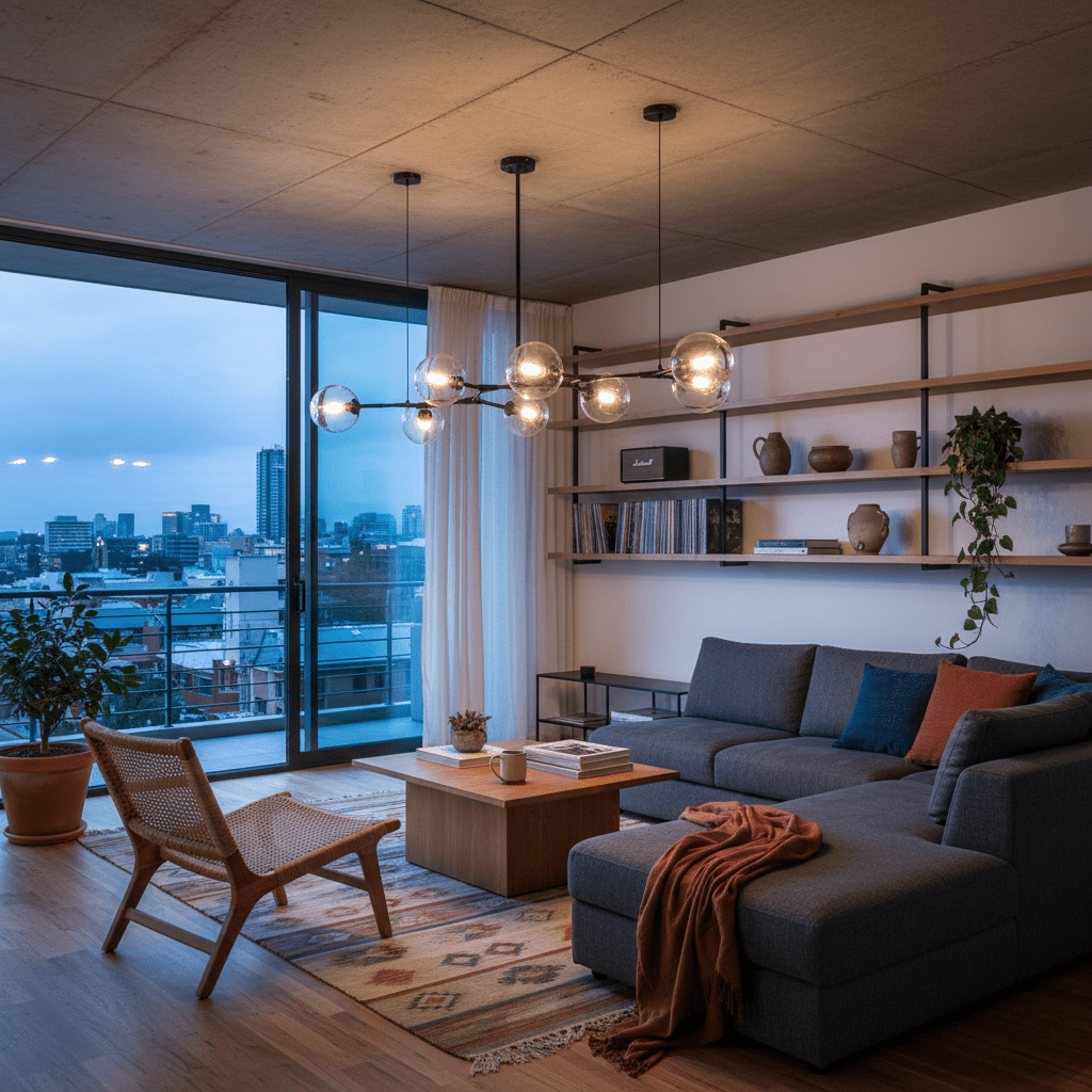 Black 8 Light Molecule Horizontal Pendant Light