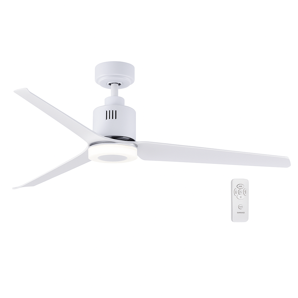 White Metal and ABS LED Ceiling Fan