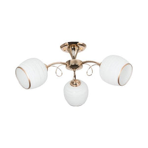 Gold Metal Chandelier White Glass