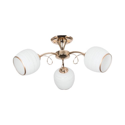 Gold Metal Chandelier White Glass