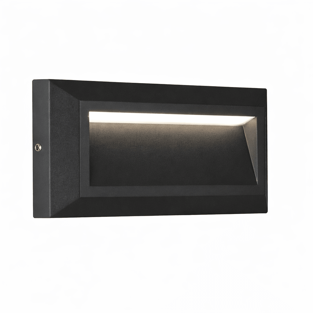 Black rectangular wall light on a white background