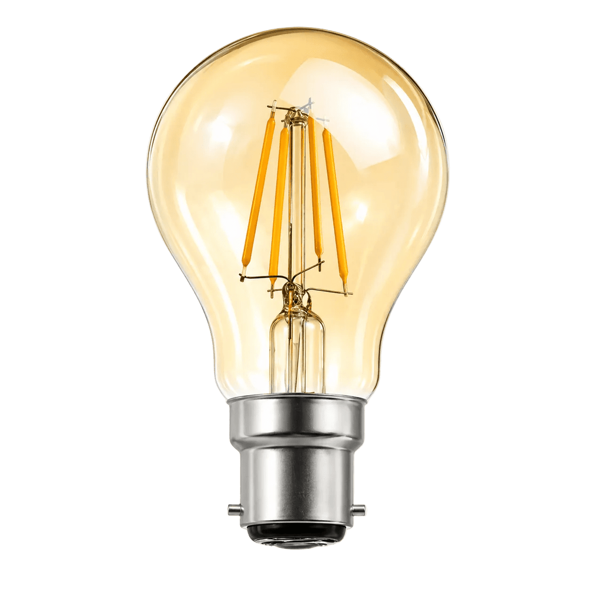 2W Dimmable A60 Filament LED Bulb – B22, 2200K Warm Amber