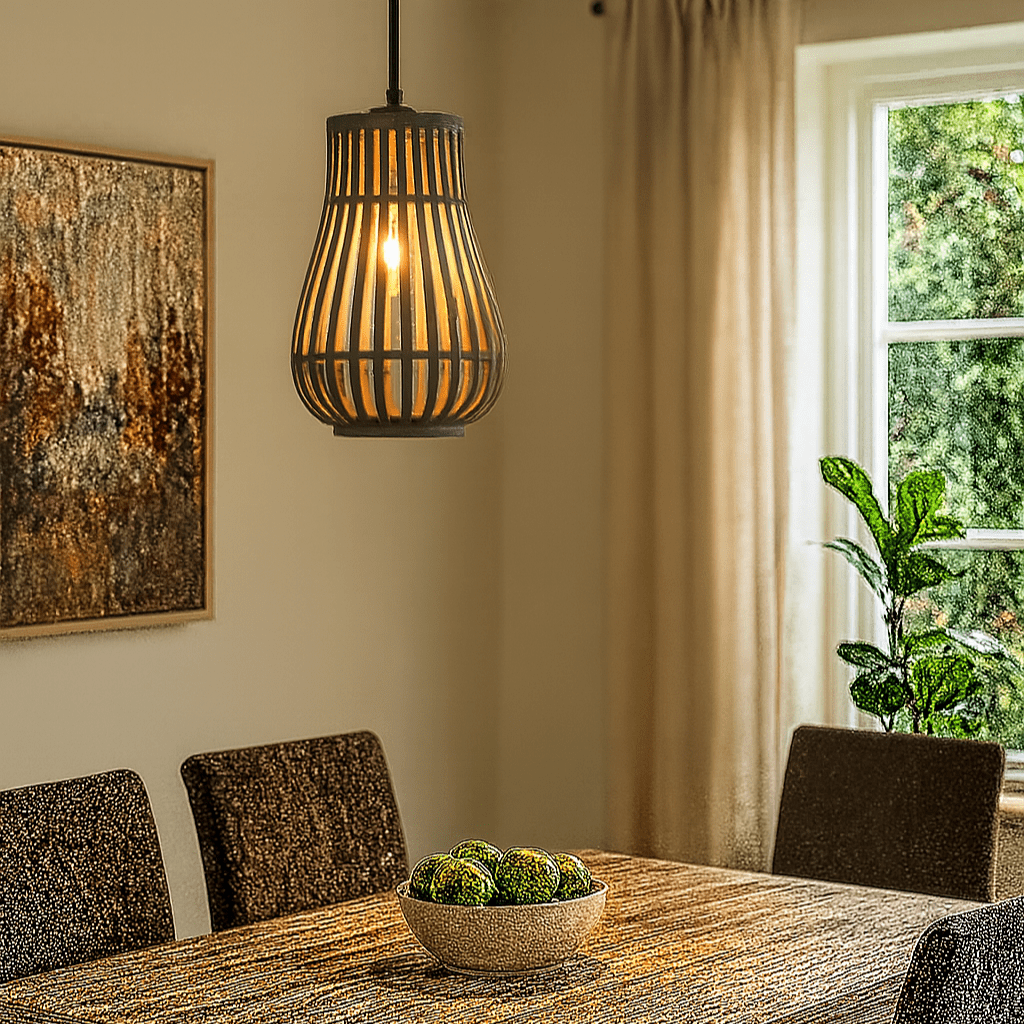 Metal and Rattan Pendant 230mm