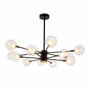 Modern chandelier with multiple light bulbs on a white background