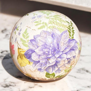Decorative Ceramic Ball - Large Purple Flowers - Future Decor
