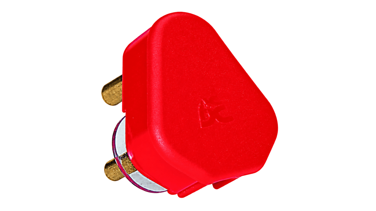 Dedicated 16A red plug top on a transparent background