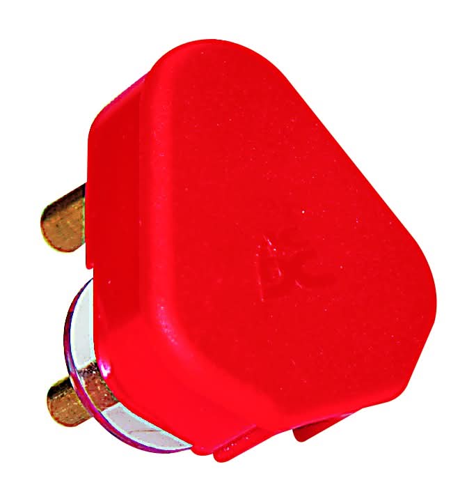 Dedicated 16A red plug top on a white background