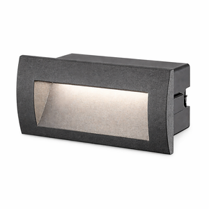 Rectangular recessed step outdoor wall light fixture