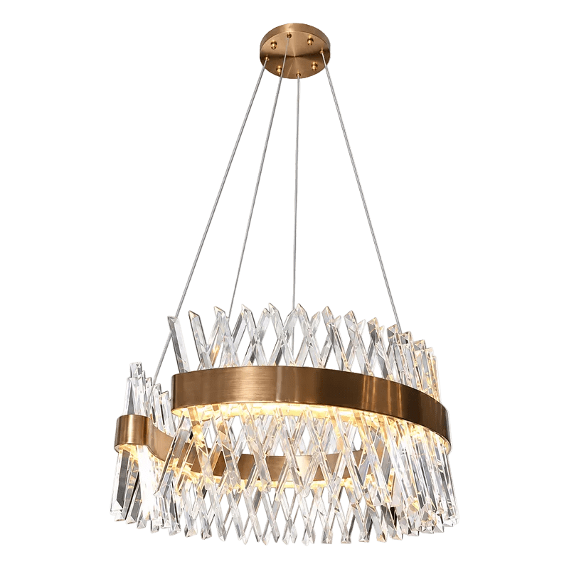 Round Gold & Crystal Chandelier