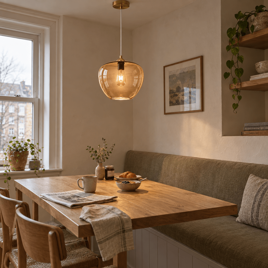 Small Amber Apple Pendant Light