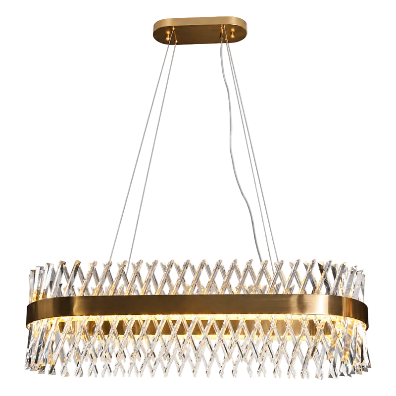 Oval & Gold Crystal Chandelier