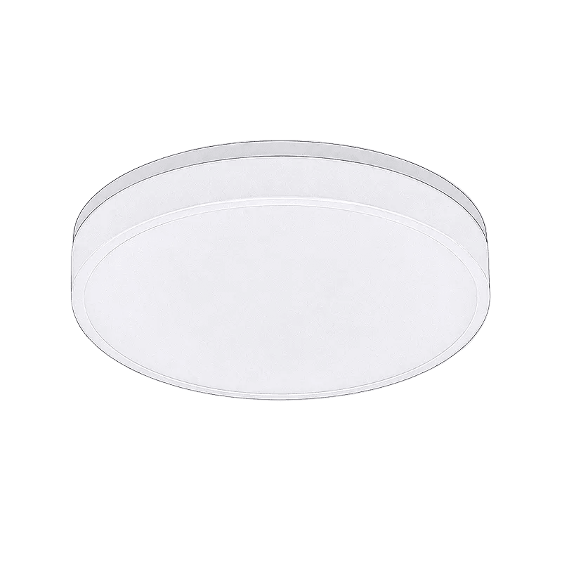 White round downlight trim with a circular opening and blue side retaining clips