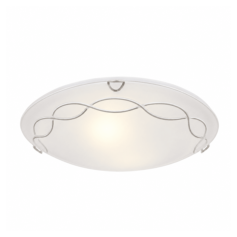Large Chrome Ceiling Light - Frosted Glass