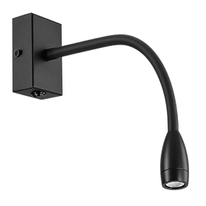 LED Wall Light -Black 1W Goose Neck Reading Light