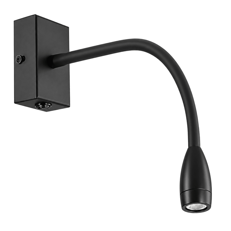 LED Wall Light -Black 1W Goose Neck Reading Light