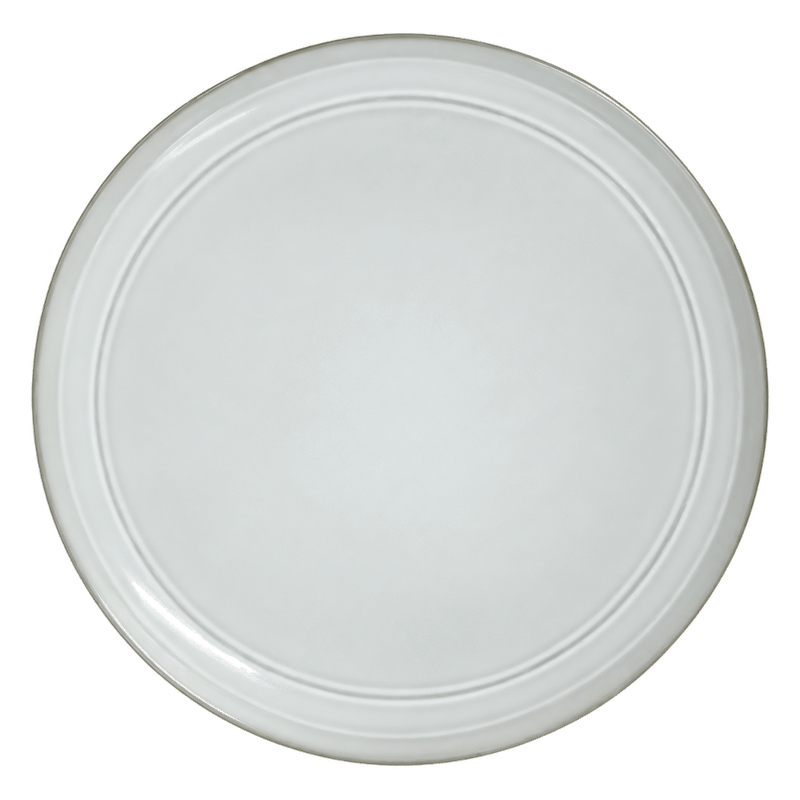 Light grey round side plate with raised concentric rim