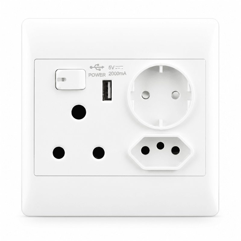 EPL White Socket - 16 Amp Socket + New RSA Socket + USB + Schuko