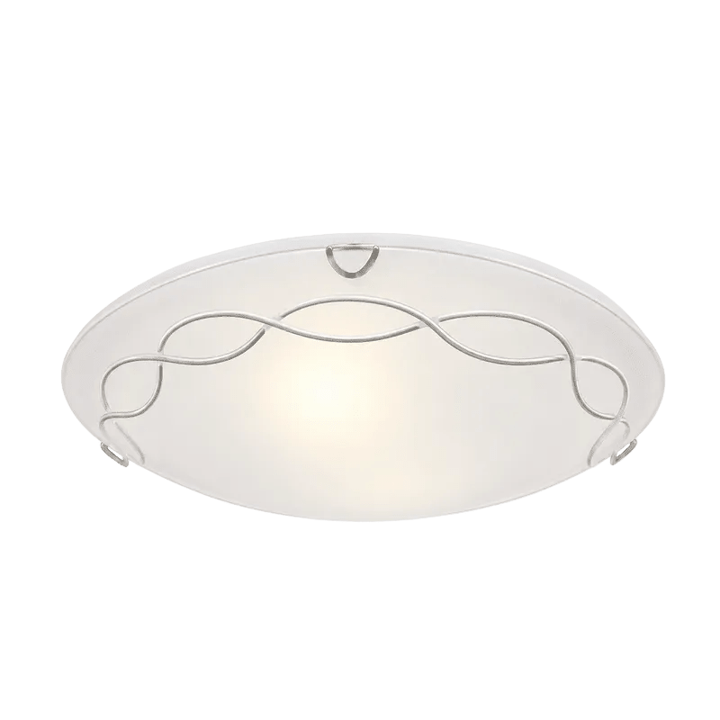 Large Chrome Ceiling Light - Frosted Glass