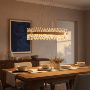 Oval & Gold Crystal Chandelier