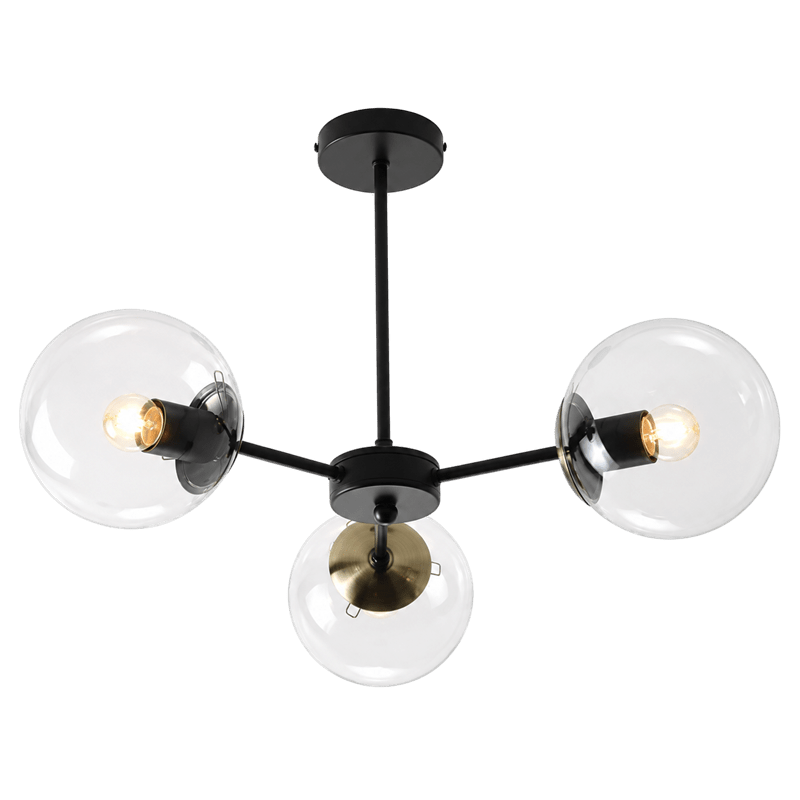 3 Light Black & Antique Brass Pendant
