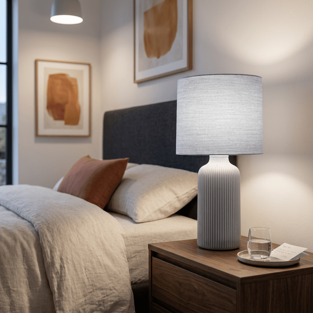 Grey Tall Ceramic Table Lamp