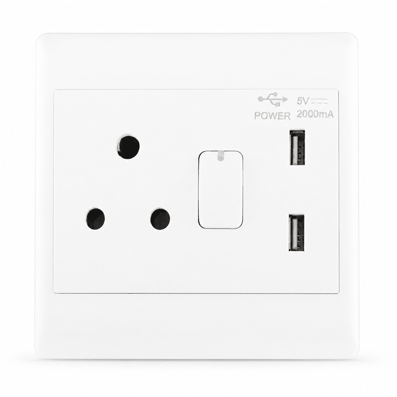 EPL White Socket - 16 Amp Socket + 2 x USB
