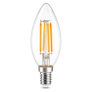 4W Dimmable Clear Candle Filament LED Bulb – E14, 2700K Warm White