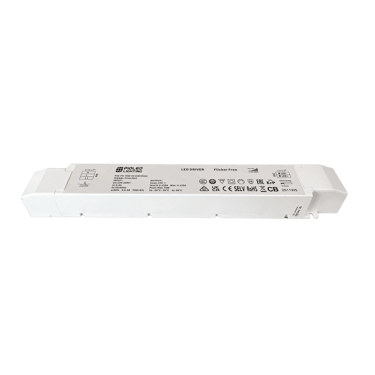 LED Power Supply - 24Vdc 75W Dimmable - Surge Protected / Slim Design