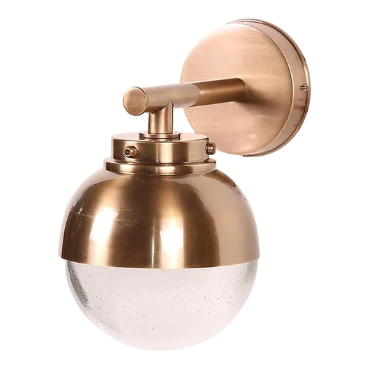 Antique Brass & Glass Outdoor Wall Light