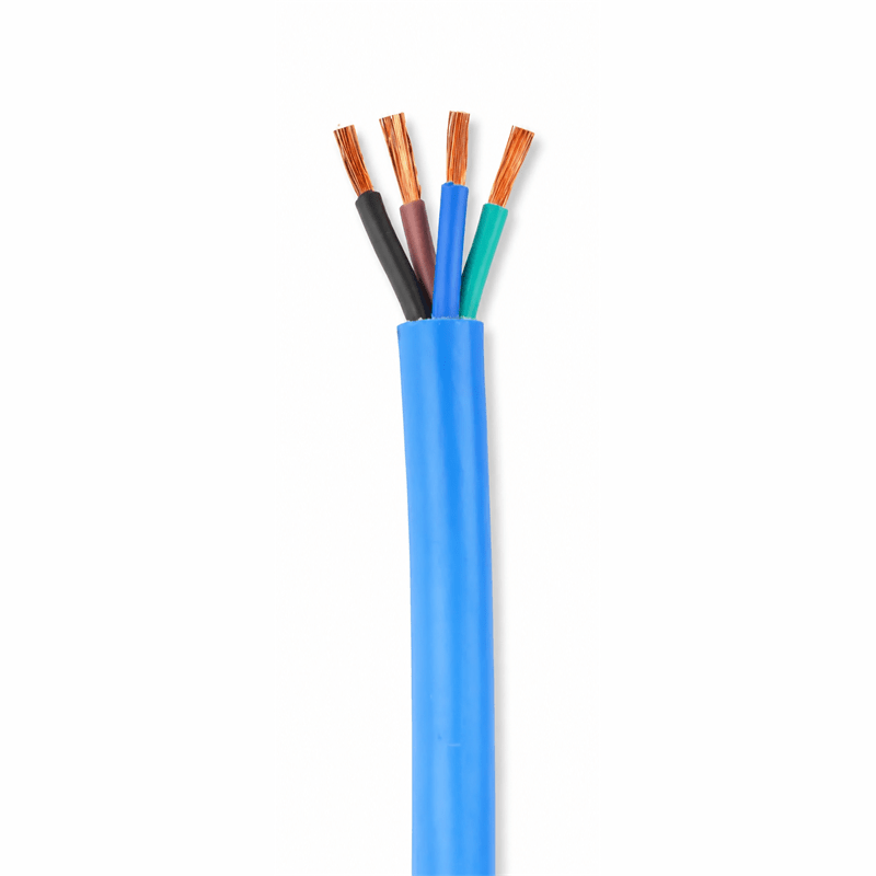 4-core 2.5mm submersible cable with copper wires, encased in blue PVC insulation.